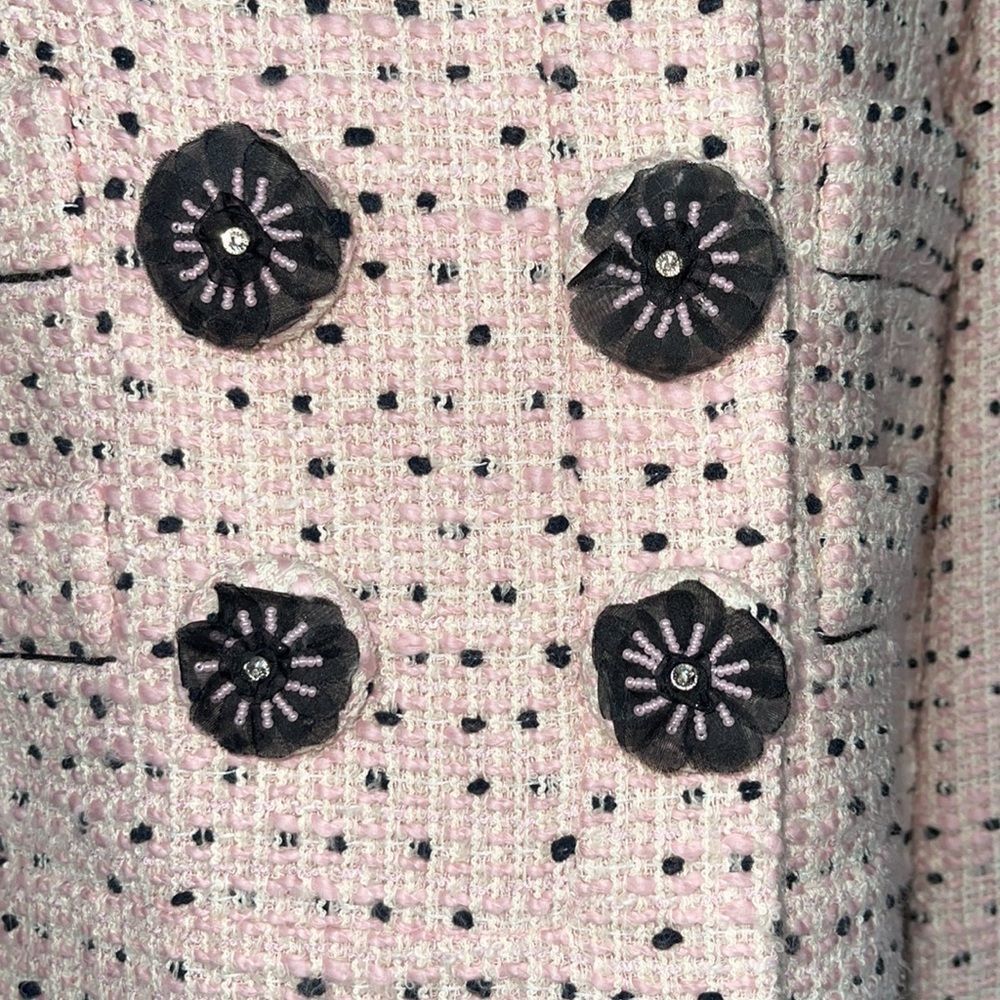 Moschino Light Pink Textured Tweed Cropped Jacket Suit Blazer with Bling… - Picture 3 of 15
